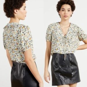 NWT Ted Baker Picnick Frill Collar Floral Blouse Top Size 2 Purple Orange Party